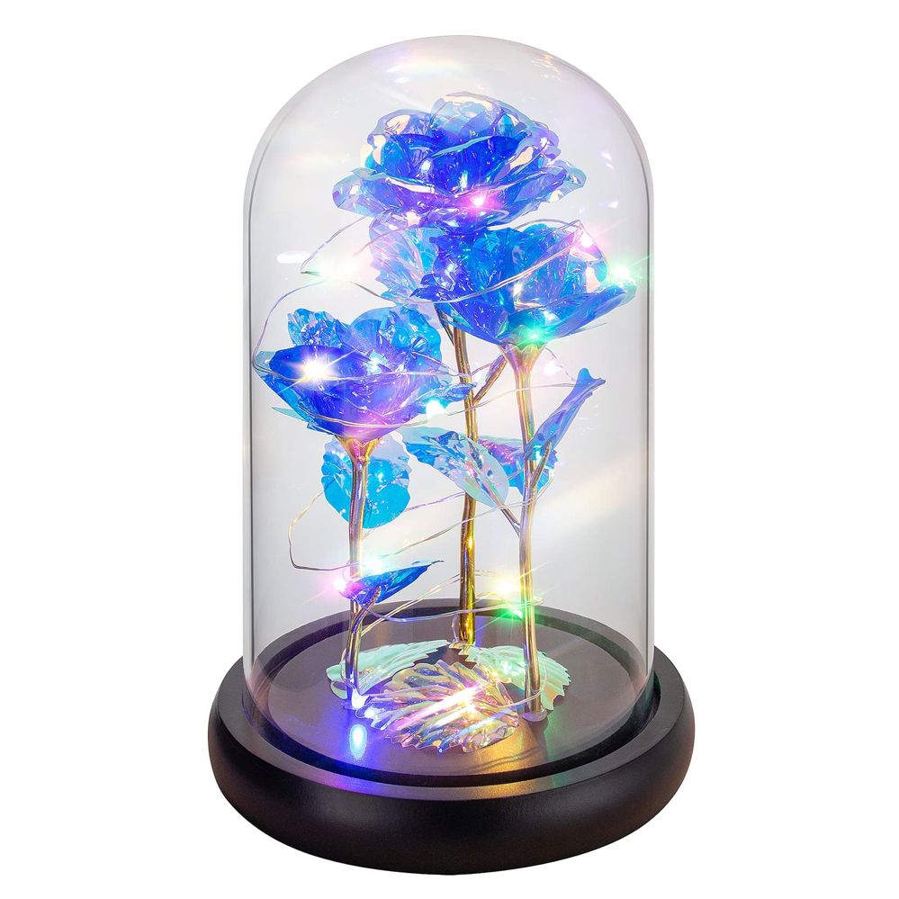 A beautiful flower with a lamp in a glass dome_thumbnail_4