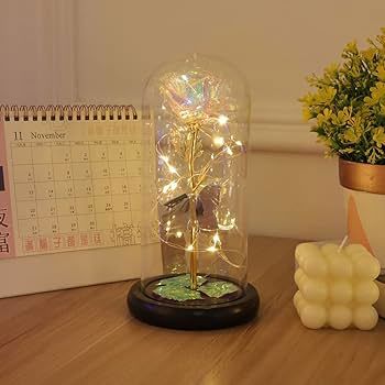 A beautiful flower with a lamp in a glass dome_thumbnail_3