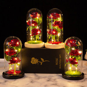 A beautiful flower with a lamp in a glass dome_thumbnail_1